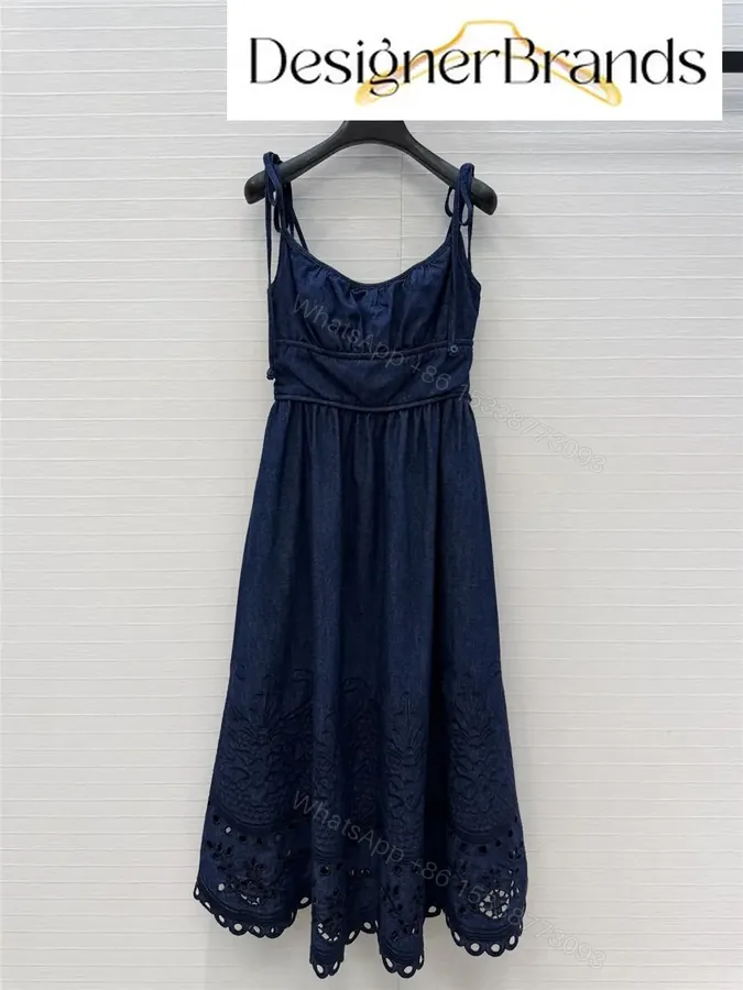 View 1 of Zimmermann Mahon Broderie Anglaise Denim Midi Dress