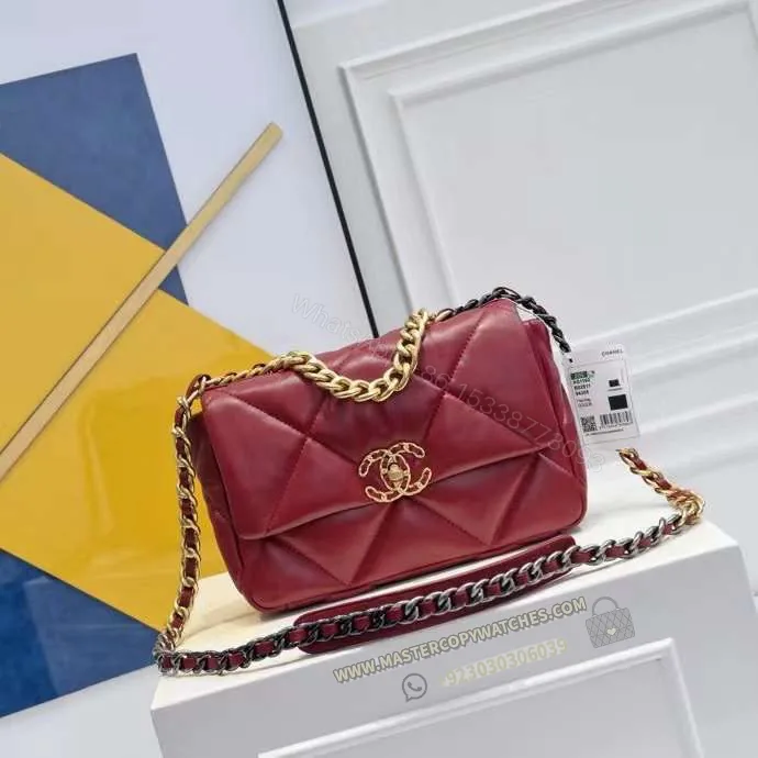 View 1 of Chanel 19 Flap Bag Burgundy
