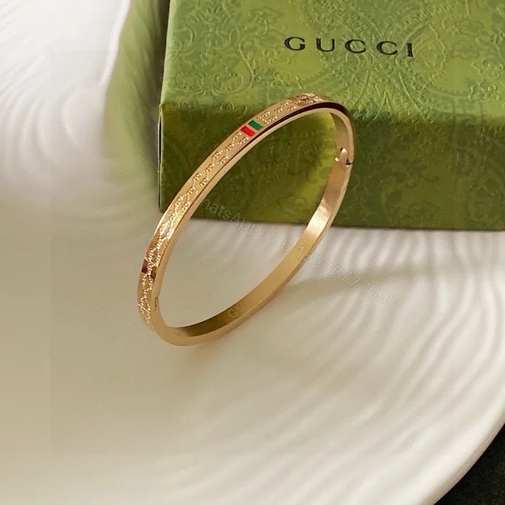 View 1 of Gucci A貨手環金色雕花設計經典紅綠標飾簡約氣質女款