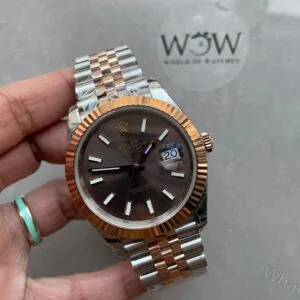 View 1 of KING Factory 1:1 Rolex DateJust 41 126331 RG Fluted Bezel Best Edition 904L Steel Brown Stick Dial VR3235