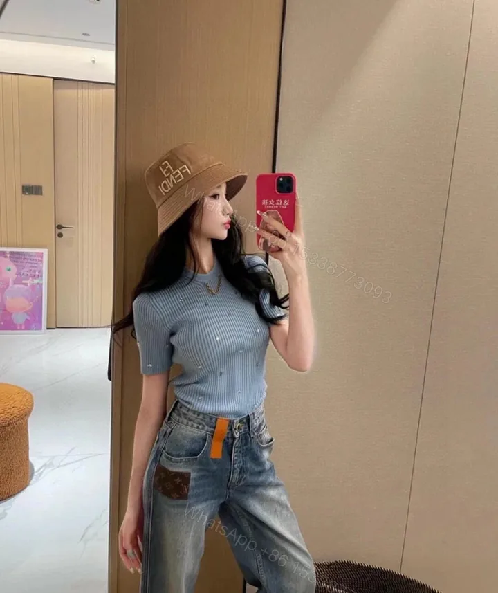View 1 of LV 一比一牛仔寬褲 拼接設計 時尚休閒風