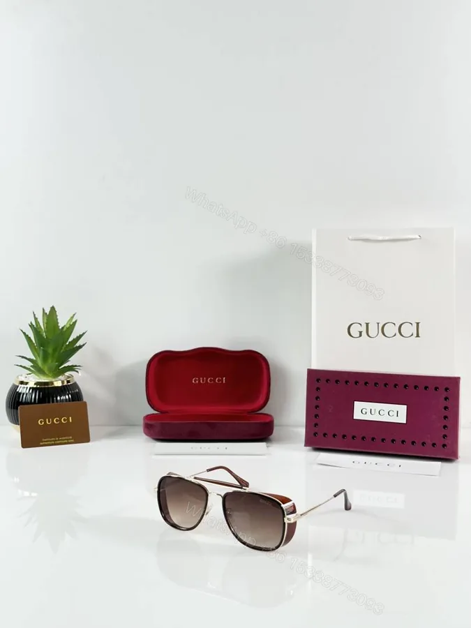 View 1 of First Copy Gucci 6016 Gold Brown Sunglasses