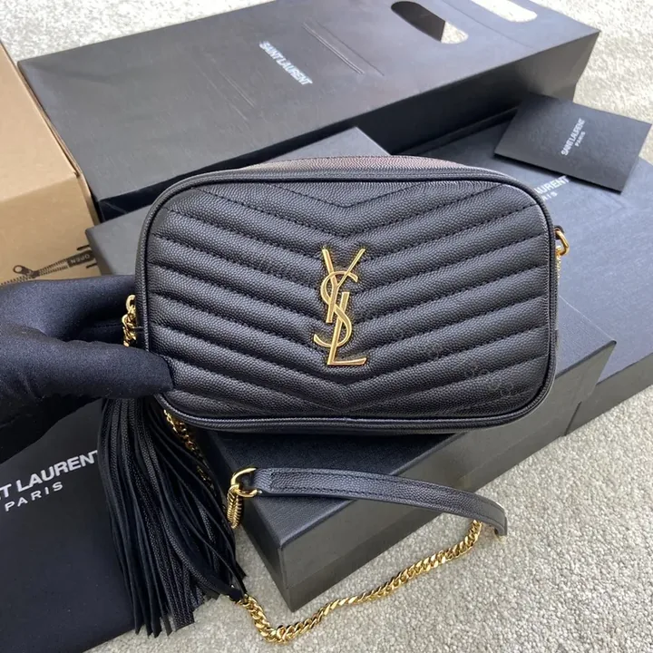 View 1 of Chic Quilted Black Crossbody with YSL Emblemâ€”Compact Luxury