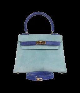 View 1 of Vintage Hermès Kelly Sellier 20 Bleu Electric and Aqua Doblis Gold Hardware