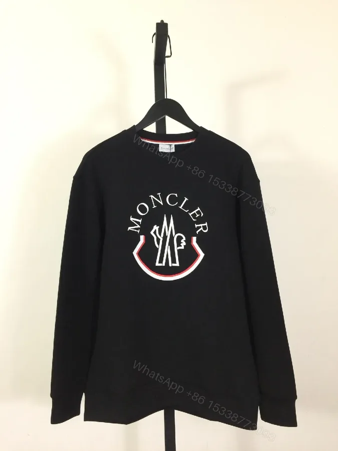 View 1 of Black Cotton-Blend Modern Logo Crewneck Sweatshirt with Crest Details