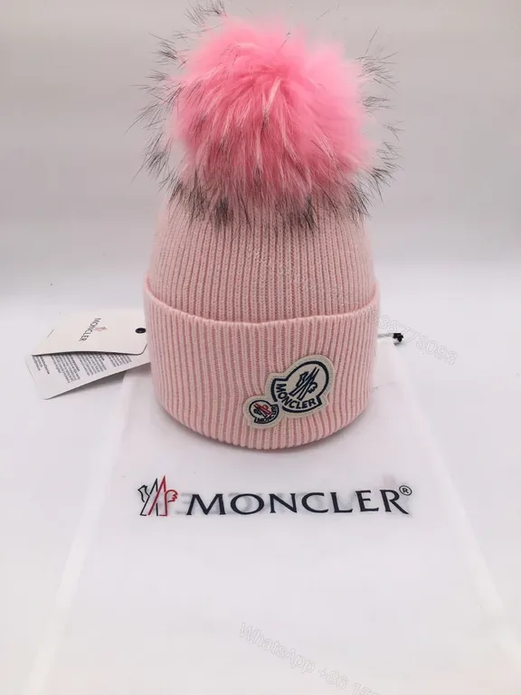 View 1 of Blush Pink Wool Beanie â€” Cozy Luxury with Pom-Pom