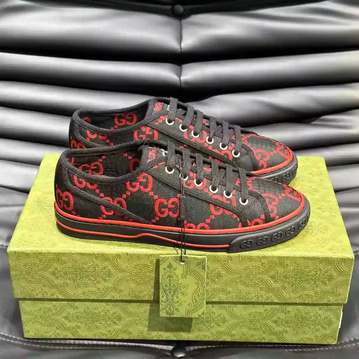 View 1 of GUCCI TENNIS 1977 SHOES SNEAKERS IN BLACK/RED – GC282