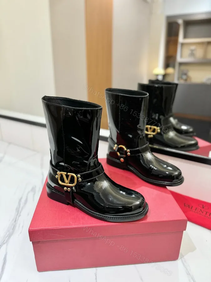 View 1 of Valentino Women Black Patent Leather Boots