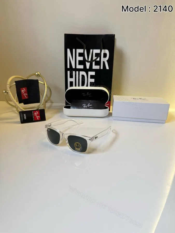 View 1 of First Copy Ray Ban 2140 Wayfarer White Green Men’s Sunglasses Glass Quality