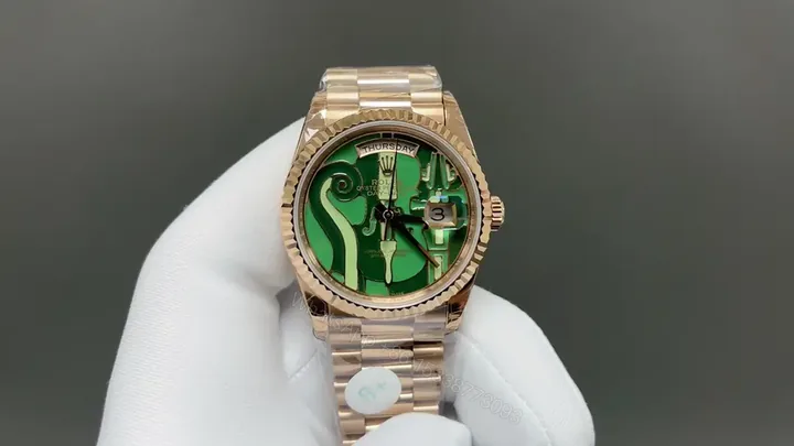 View 1 of Rolex Day-Date Violin Dial Vienna Philharmonic Green Edition Rose Gold Green Pattern Bracelet 36mm RLX-DD-VIO-GRN36