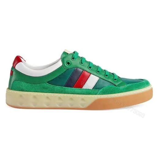 View 1 of GUCCI MEN’S GREEN LEATHER AND NYLON SNEAKERS – GC61