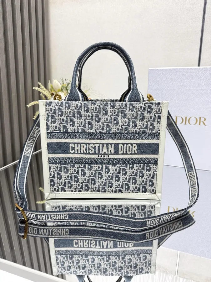 View 1 of Denim-Patterned Luxury Tote: Bold Modern Craftsmanship