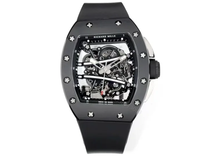 View 1 of Richard Mille RM61-01 Watch TZP-N Zirconia Ceramic NTPT Carbon Fiber Case Skeleton Dial RMUL2 Manual Winding Movement 55H Power Reserve Sports Edition RM61-01-RC-NTPT-RMUL2