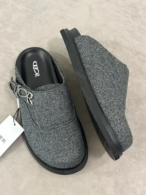 View 1 of Gray Woolen Sleek Style Buckle-Accent Platform Shoes