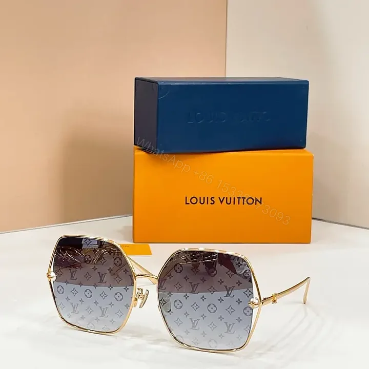 View 1 of Gold-Tone Monogram Sunglasses: Square Oversized Luxe Eyewear