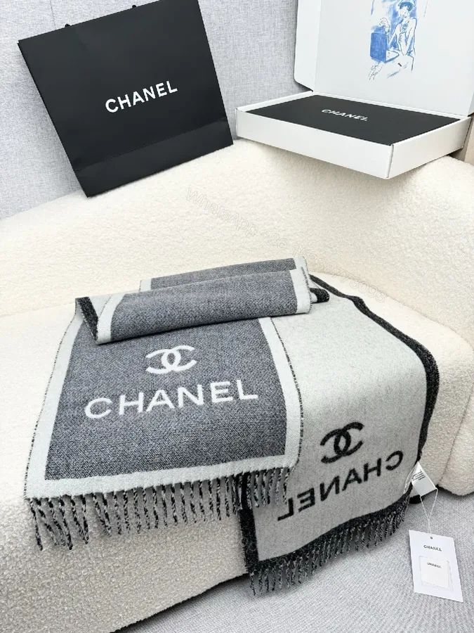 View 1 of Neutral Knit Throw: Luxe, Chanel-Inspired Comfort, Fringed Edge