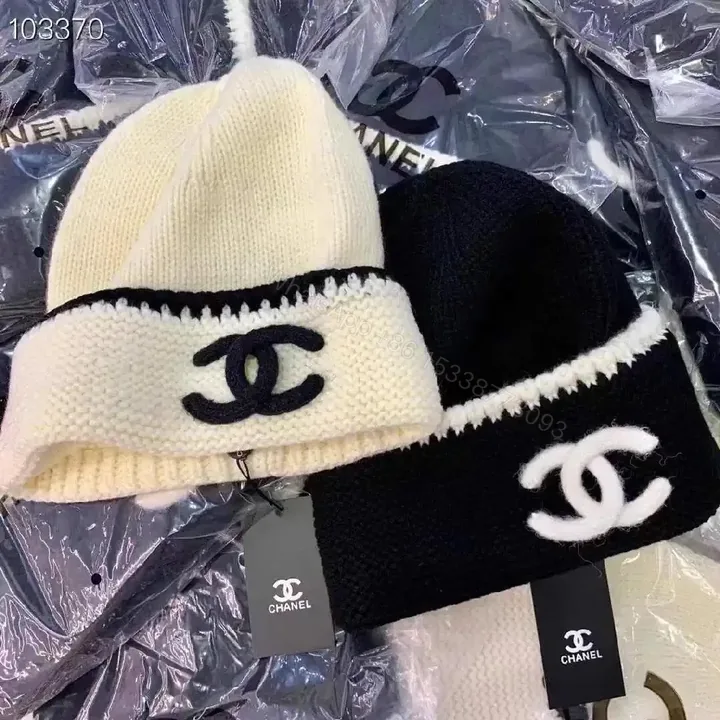 View 1 of Chic Knit Beanie Set: Soft Wool Blend, Dual Color, Logo Accent