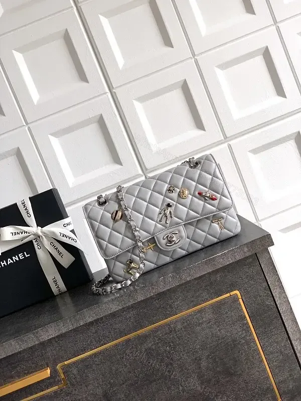View 1 of Quilted Leather Bag, Charm Accents, Everyday Luxury Bag