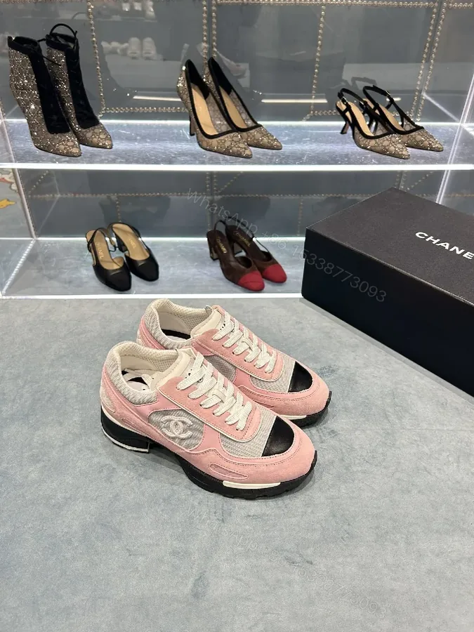 View 1 of Pink Mesh Ballerina-Style Sneaker with Luxe Quilted Detail