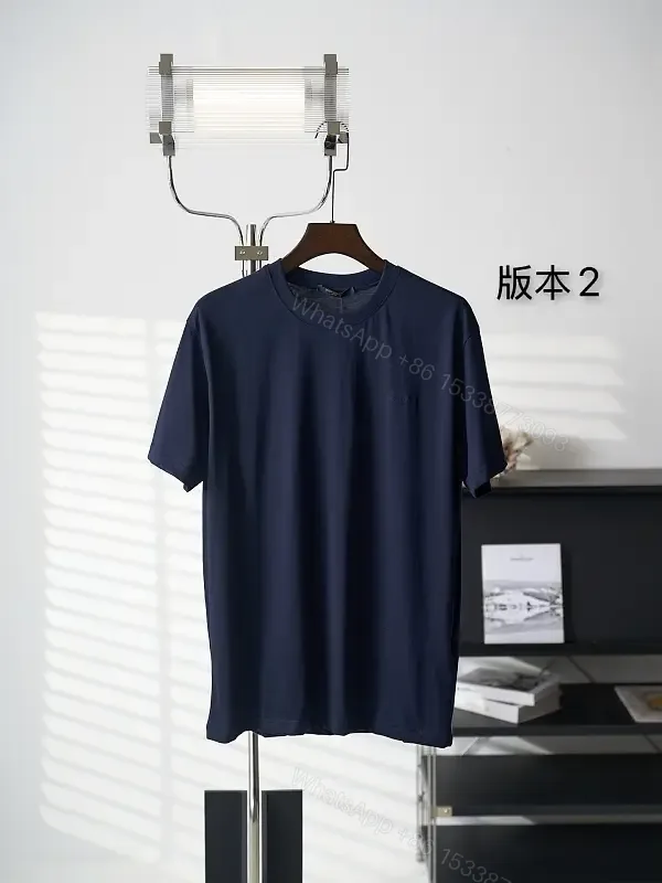 View 1 of Dark Navy Short-Sleeve Crew Neck T-Shirt, Smooth Knit, Soft Drape