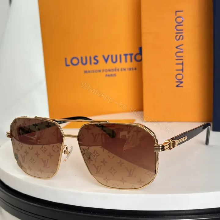 View 1 of Gold-Tone Monogram Luxe Sunglasses: Modern Comfort Delight