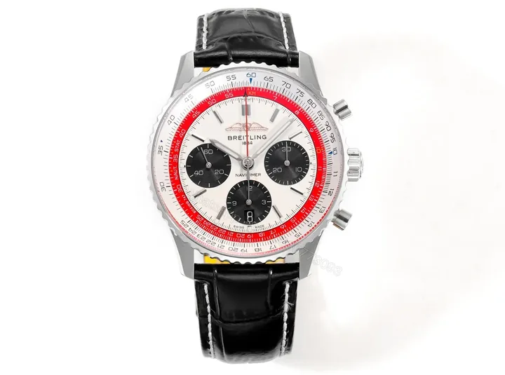 View 1 of Breitling Navitimer B01 Chronograph 43 Stainless Steel Boeing Leather Strap 747 Alligator Folding AB01383B1G1P1
