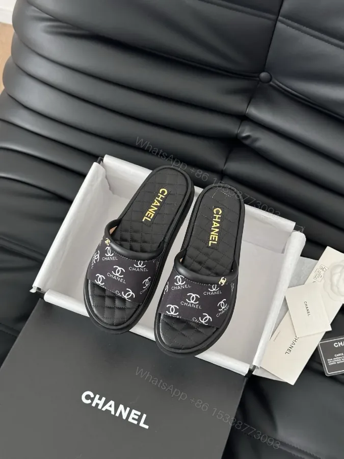View 1 of Black quilted slide sandals, faux leather, luxe casual, cushioned footbed, slide sandal