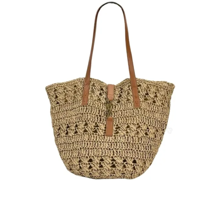 View 1 of Saint Laurent Panier Raffia Natural Brown 39Cm 688221 GAAAC 2080