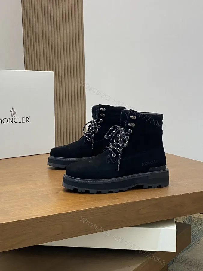 View 1 of Black Suede Leather Lug-Soled Boots, Urban Luxury Style