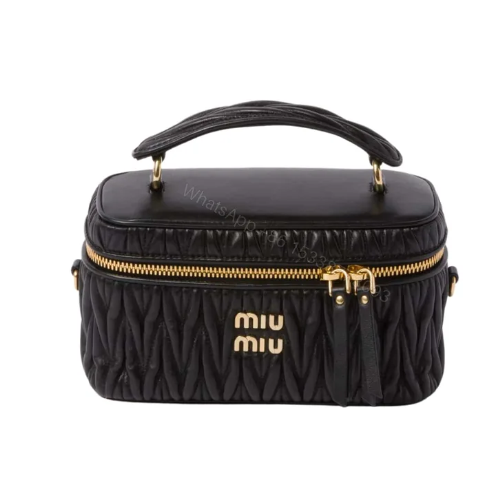 View 1 of MIUMIU MATELASSÉ NAPPA SHOULDER BAG BLACK 19CM 5BH226 N88 F0002 V OOO