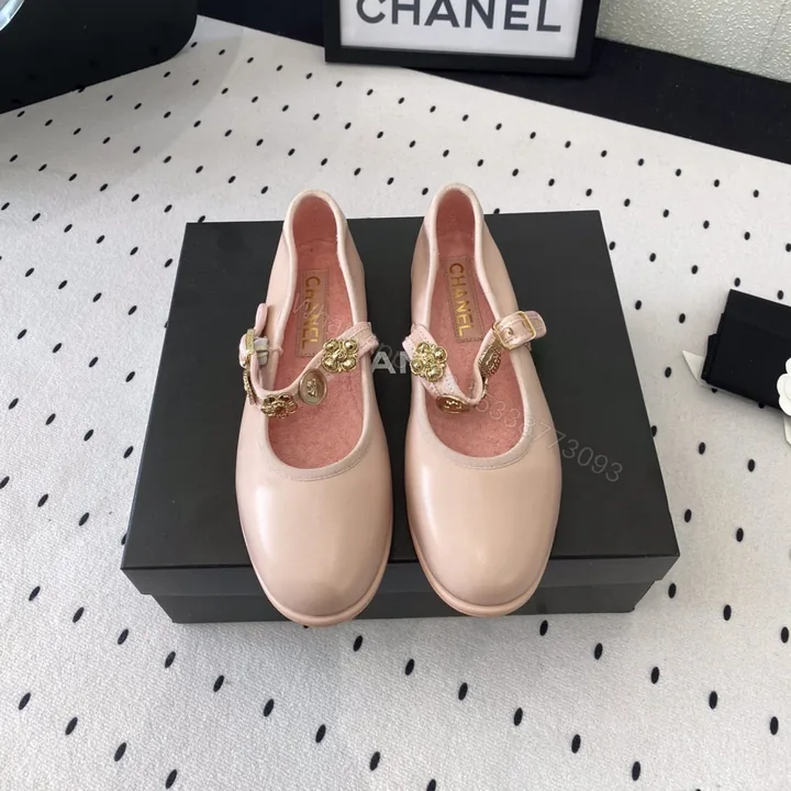 View 1 of 高仿Chanel*G45778M圓頭塔扣芭蕾舞鞋粉色免檢版