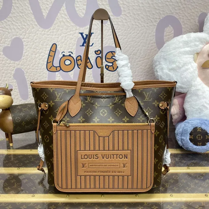 View 1 of LV M12061 Louis Vuitton Reversible Neverfull Inside Out MM Handbag Brown