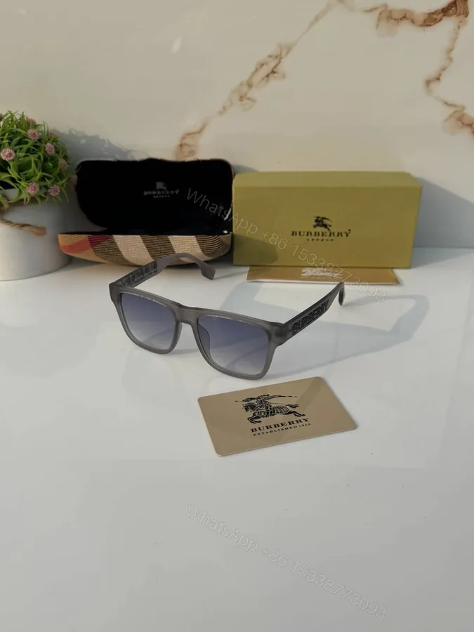 View 1 of First Copy Burberry Grey Square Unisex Sunglasses UV Protection Luxury Style