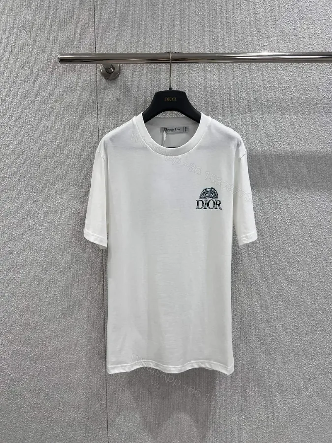 View 1 of Minimalist White Cotton Tee with Crest – Everyday Luxe T‐Shirt