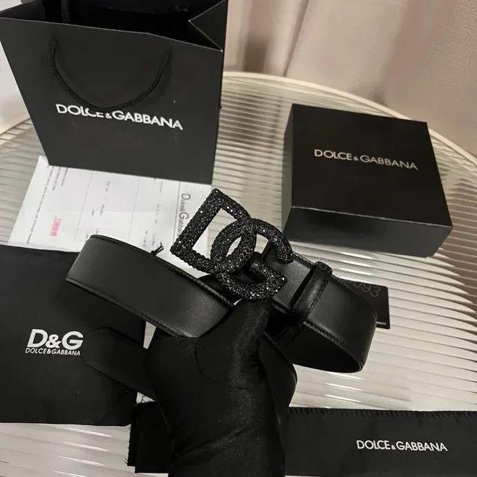 View 1 of Chic Black Leather Belt with Glitter Buckle – Luxury Accessory