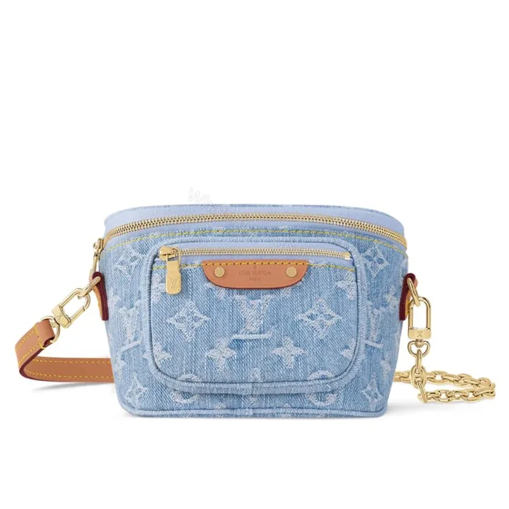 View 1 of Louis Vuitton Mini Bumbag Monogram Denim Sky Blue 17Cm M83353