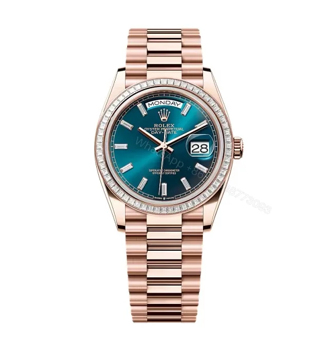 View 1 of Superclone Rolex Day-Date Blue-Green Diamond Dial 128395tbr-0032 36 mm