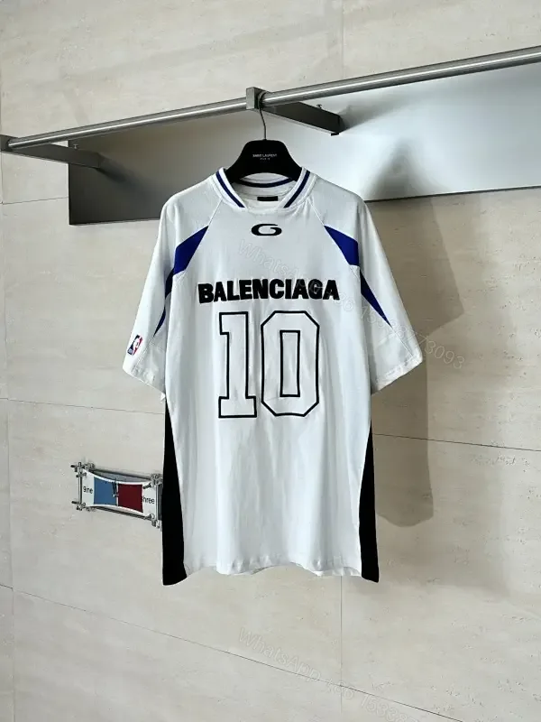View 1 of Bold Performance Jersey: White/Blue, Luxe Streetwear Top