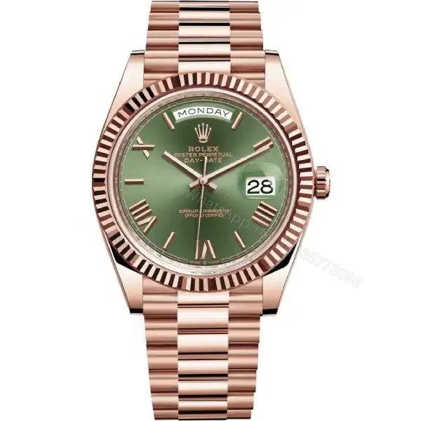 View 1 of Rolex Day-Date 40 228235 Super Clone : 40mm Everose Gold Green Roman Dial