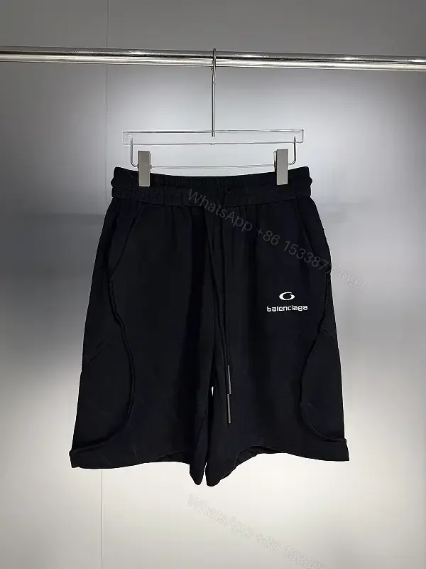 View 1 of Black Nylon Jogger Shorts with Balenciaga Logo