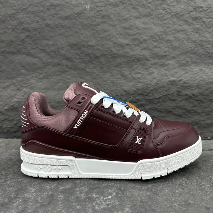 View 1 of Louis Vuitton-Inspired Burgundy Leather High-Tops â€“ Comfort-Driven Style