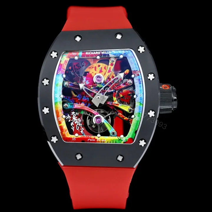 View 1 of Richard Mille RM68-01 Cyril Phan Graffiti Master Edition Automatic Skeleton Watch Colorful Leather Strap Integrated Movement Premium Edition RM-RM68-01-CP-GRA-ART