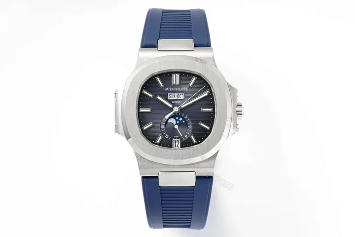 View 1 of Patek Philippe Blue Nautilus Rubber Strap Watch