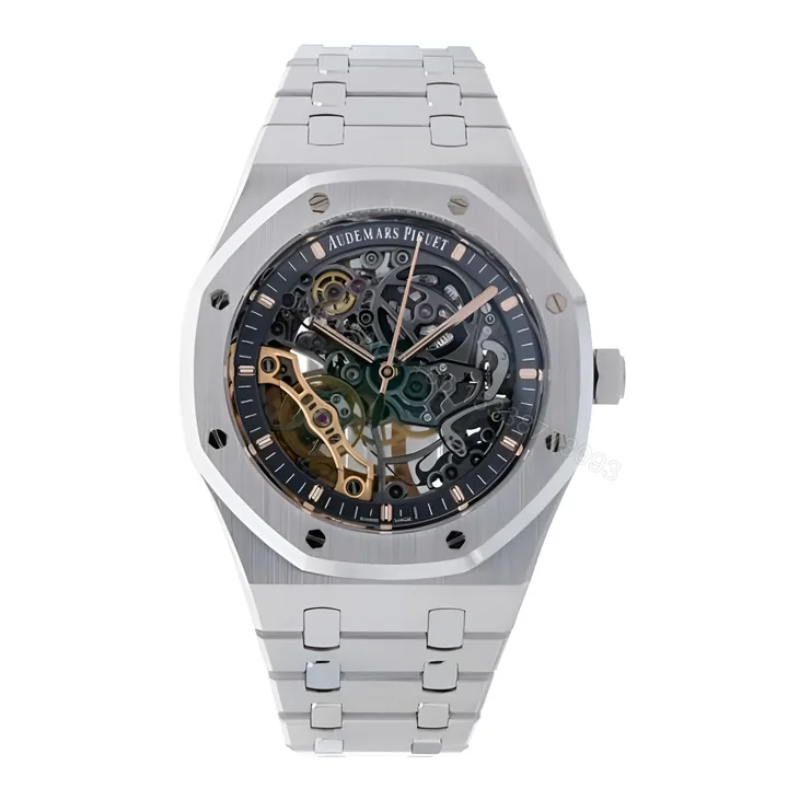 View 1 of Audemars Piguet Royal Oak Double Balance Wheel Openworked 15407ST Replica