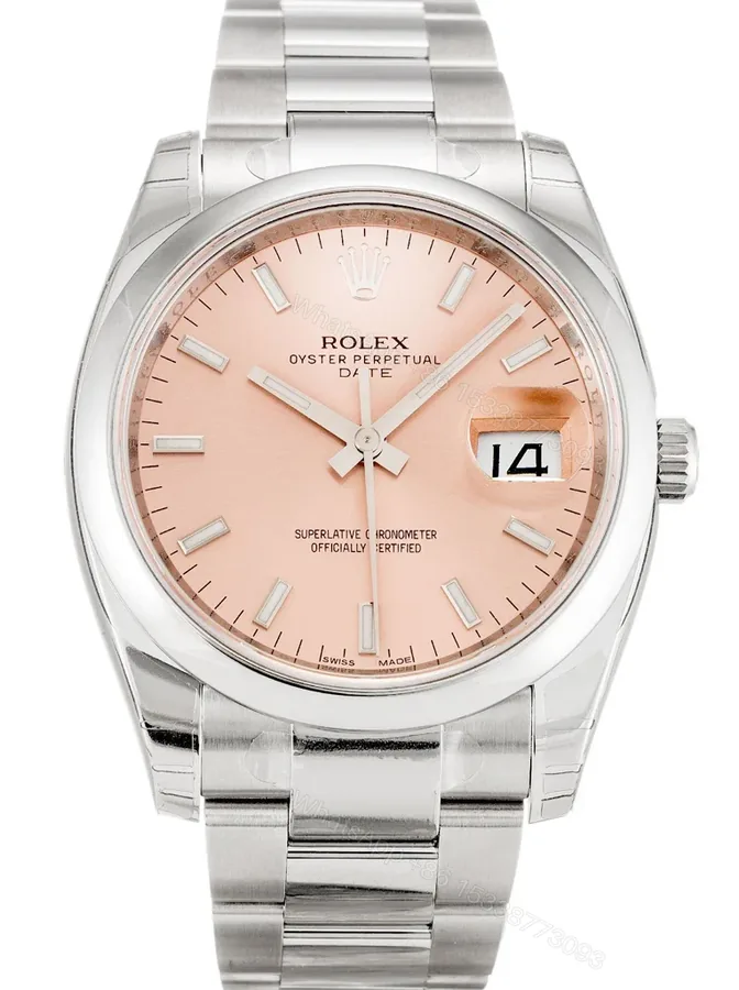 View 1 of Replica Rolex Oyster Perpetual Date Salmon Dial 115200 34 mm