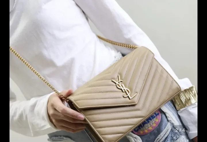View 1 of Saint Laurent Cassandre Envelope Chain Wallet