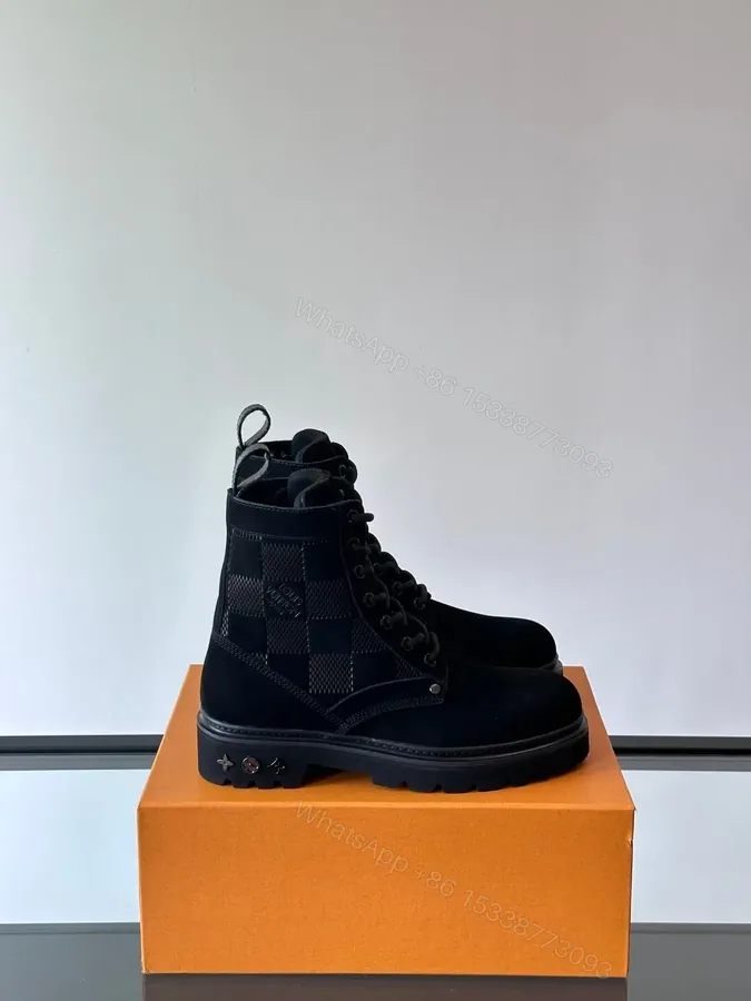 View 1 of LV Men Black Suede Leather Boots