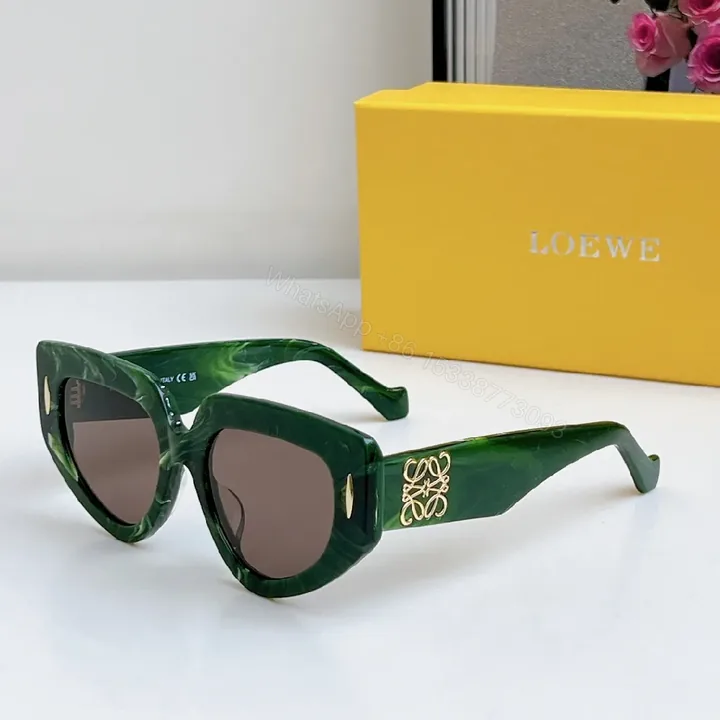 View 1 of Green Marble Acetate Sunglasses, Oversized Cat-Eye, Gold Accents
