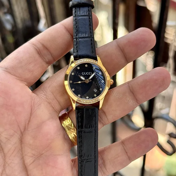 View 1 of First Copy Gucci Leather Black Watch For Women