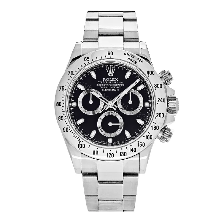 View 1 of Rolex Daytona Cosmograph Black Dial Silver Bezel Replica